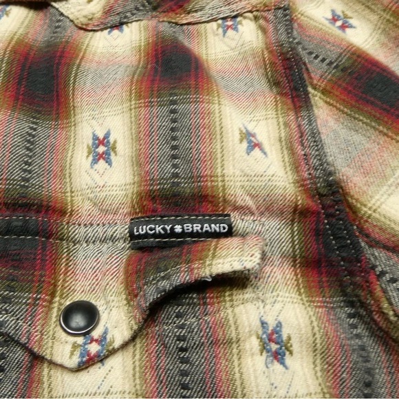 Lucky Brand Pearl Snap Shirt Adult XL Buffalo Plaid Southwest Button Up Western - Picture 2 of 6